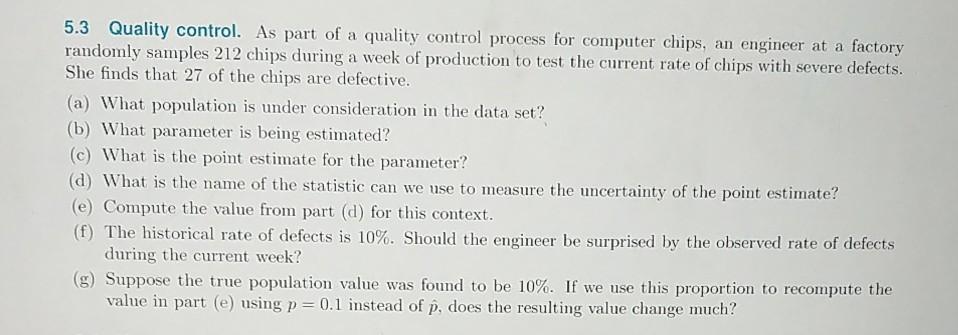 Solved 5.3 Quality control. As part of a quality control | Chegg.com