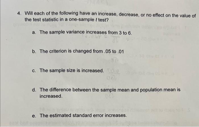 Solved 4. Will each of the following have an increase, | Chegg.com