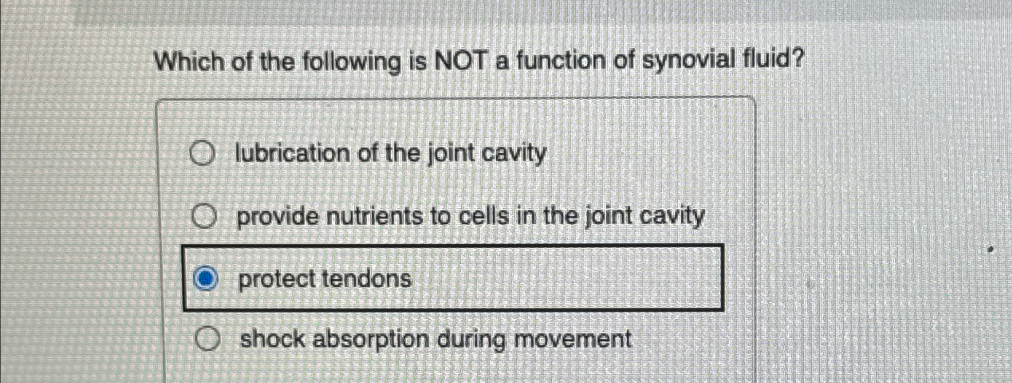 Solved Which of the following is NOT a function of synovial