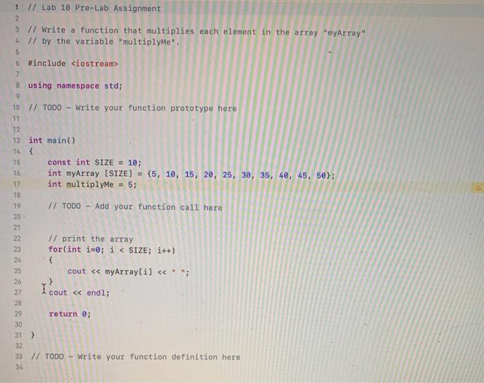 Solved 1 // Lab 10 Pre-Lab Assignment 3 // Write a function | Chegg.com