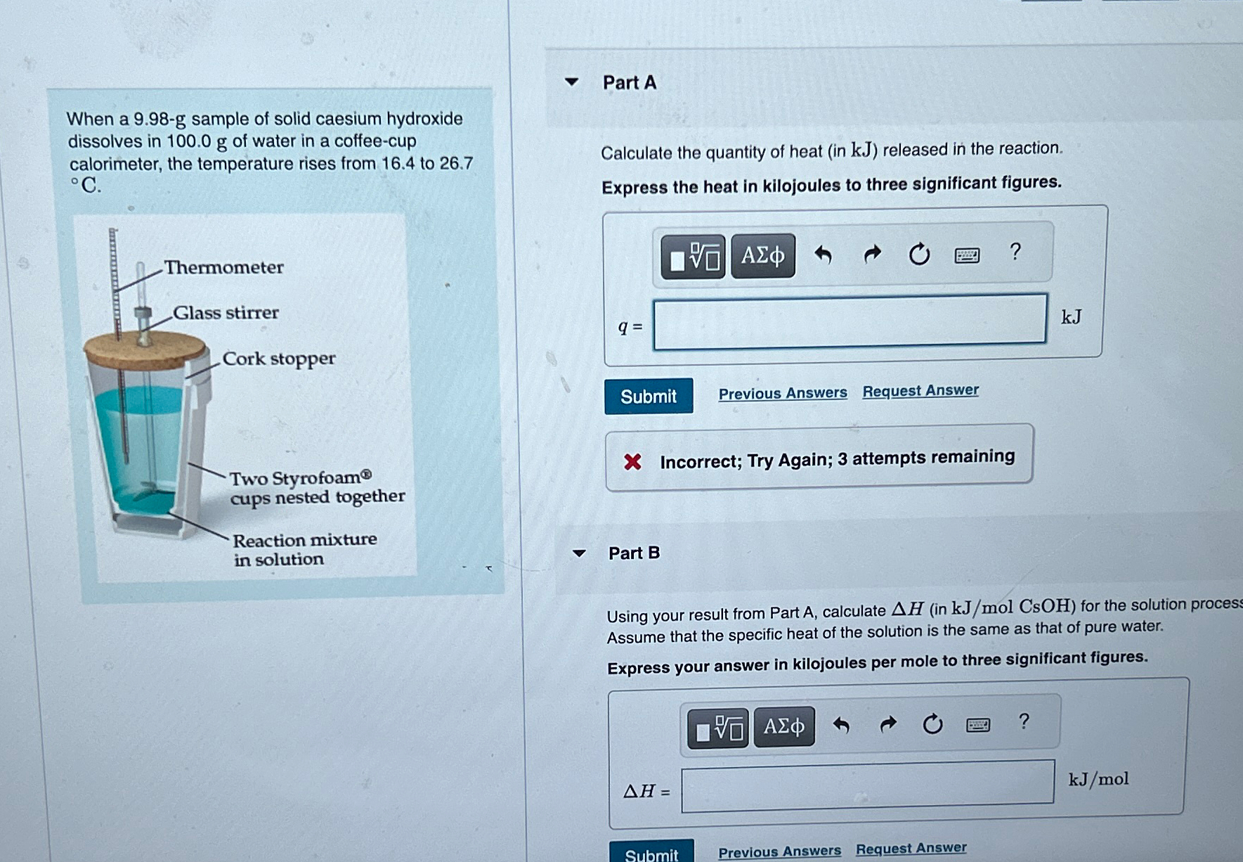 Solved When a 9.98g ﻿sample of solid caesium hydroxide