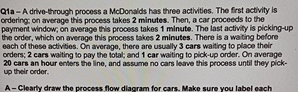 Solved Q1a - ﻿A drive-through process a McDonalds has three | Chegg.com