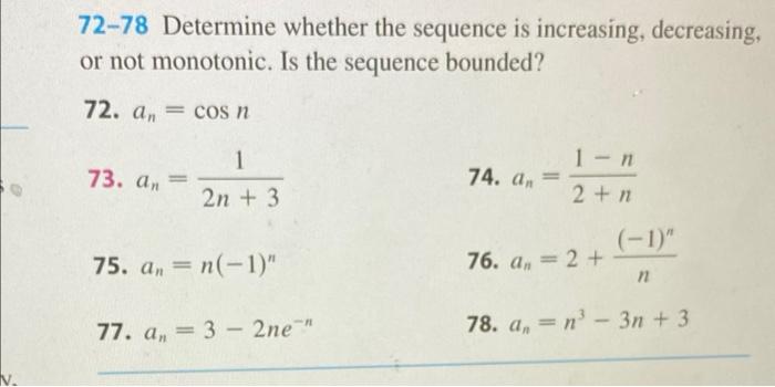 Solved V. 72-78 Determine whether the sequence is | Chegg.com