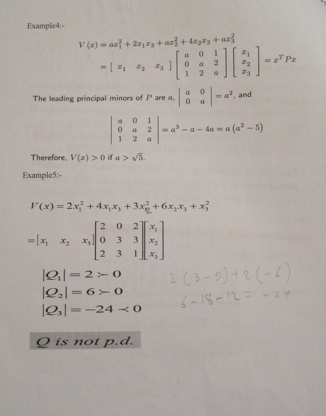 Solved Q4:- A- Use Sylvester's criterion to determine the | Chegg.com