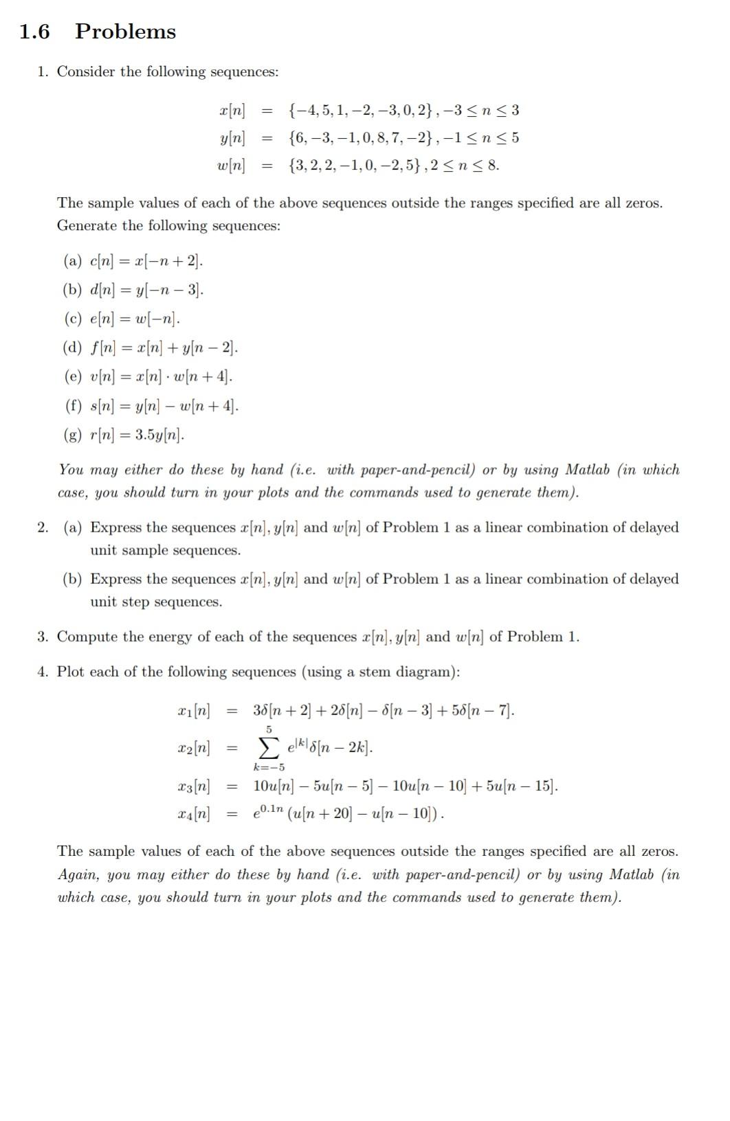 1. Consider The Following Sequences: | Chegg.com