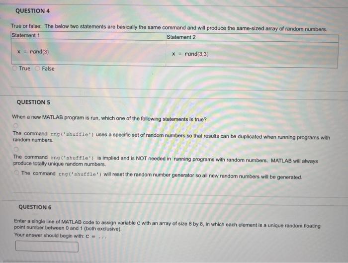 Solved QUESTION 5 When a new MATLAB program is run, which | Chegg.com