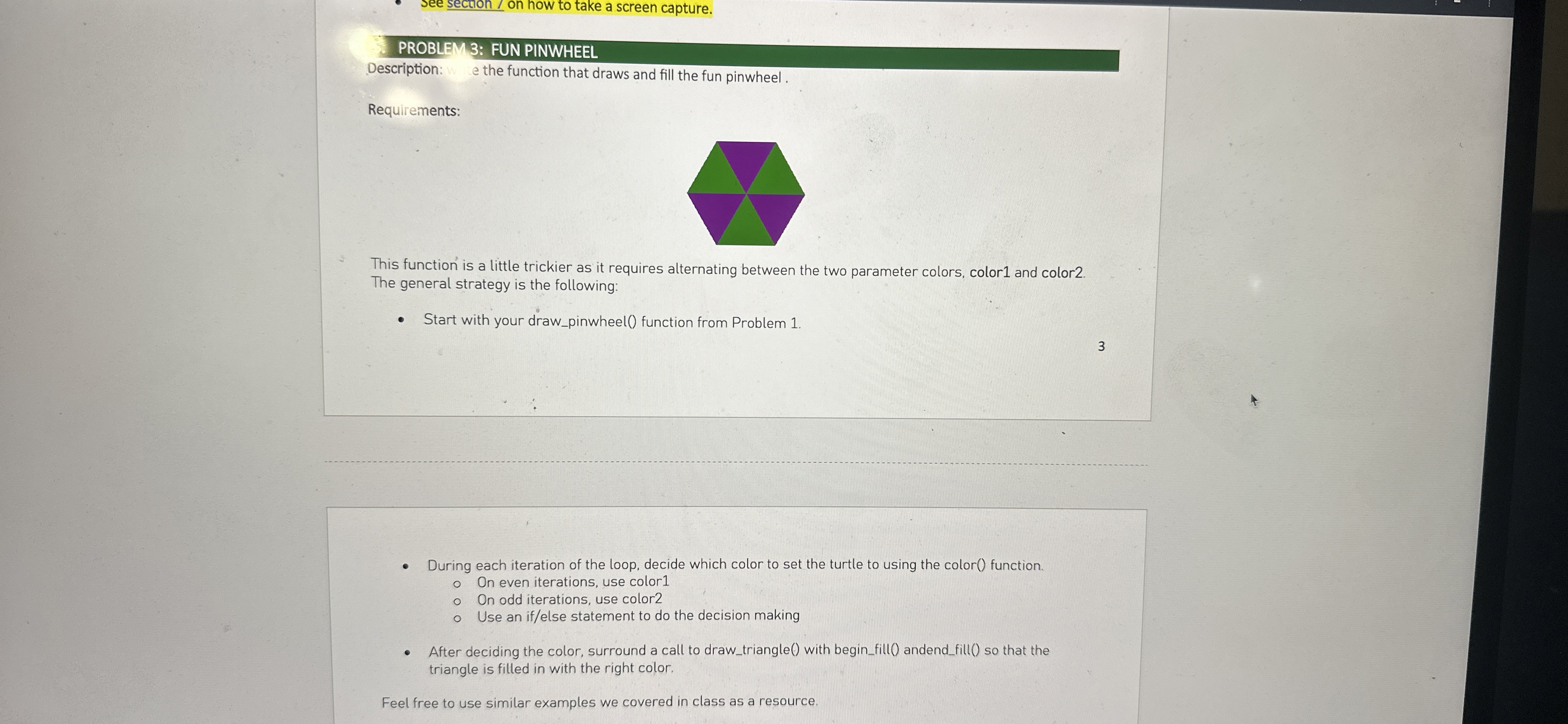 Solved PROBLEM 3: FUN PINWHEELDescription: write the | Chegg.com