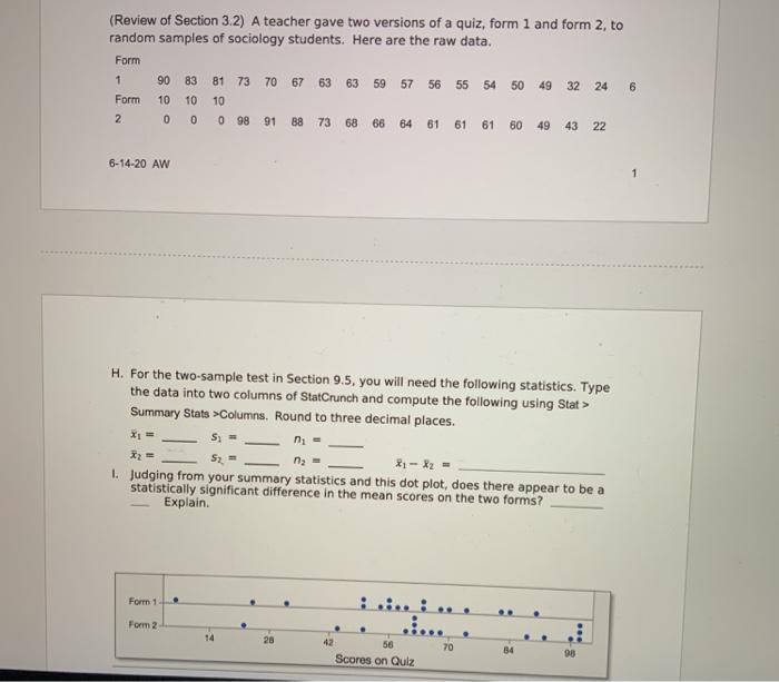 Solved (Review of Section 3.2) A teacher gave two versions  Chegg.com