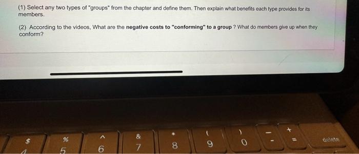 (1) Select Any Two Types Of "groups" From The Chapter | Chegg.com