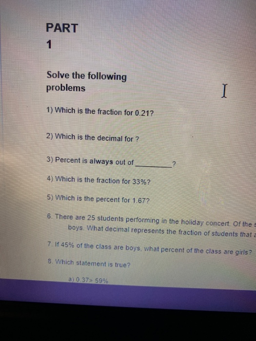 Solved PART 1 Solve the following problems I 1) Which is the | Chegg.com