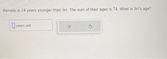 Solved Pamela is 14 years younger than Jiri. The sum of | Chegg.com