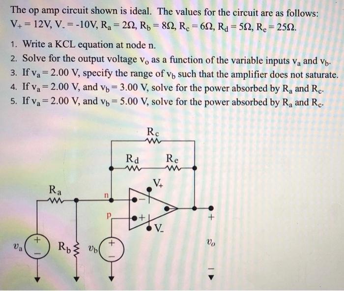 Solved = The op amp circuit shown is ideal. The values for | Chegg.com