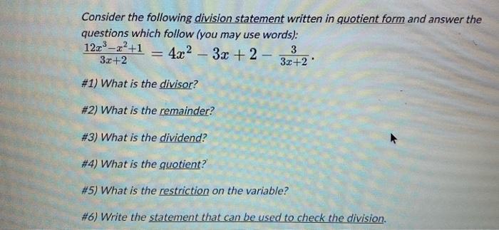 Solved Consider the following division statement written in | Chegg.com