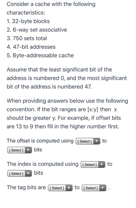 Solved Consider a cache with the following characteristics: | Chegg.com