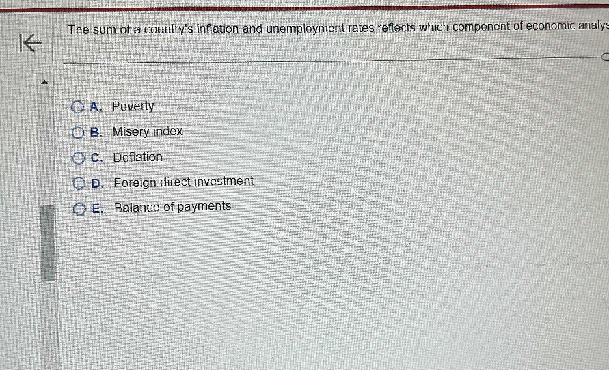 Solved The sum of a country's inflation and unemployment | Chegg.com