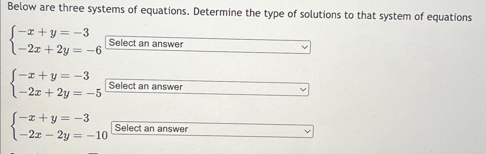 system of three equations with no solutions