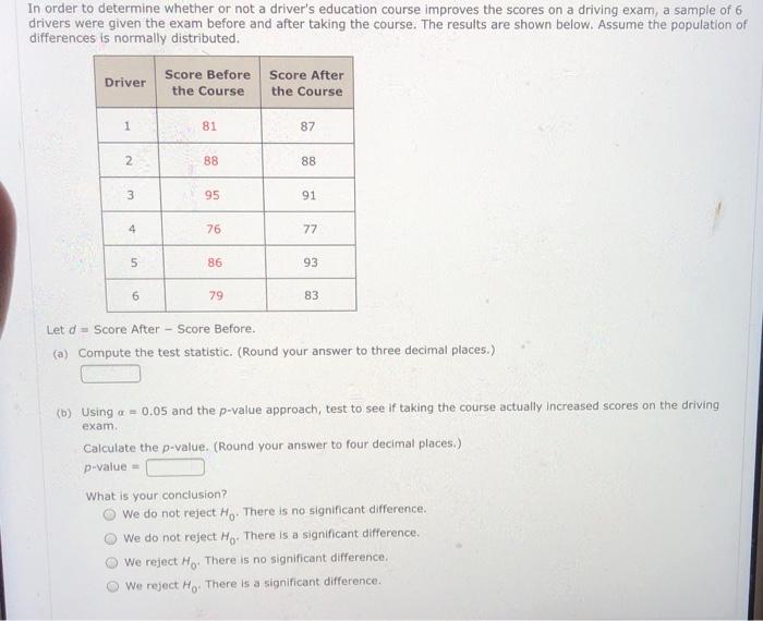 Solved In order to determine whether or not a driver s Chegg