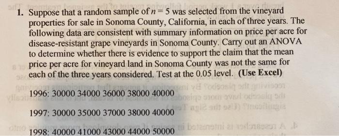 Solved 1. Suppose that a random sample of n= 5 was s | Chegg.com