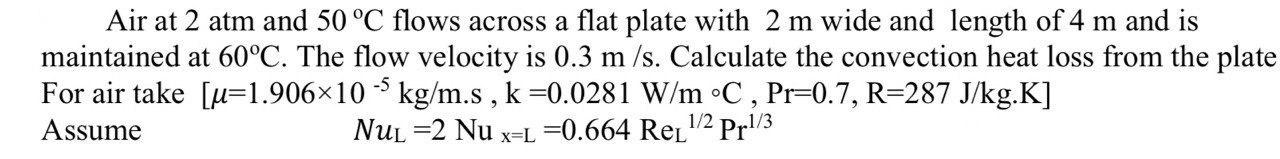 Solved Air at 2 atm and 50 °C flows across a flat plate with | Chegg.com