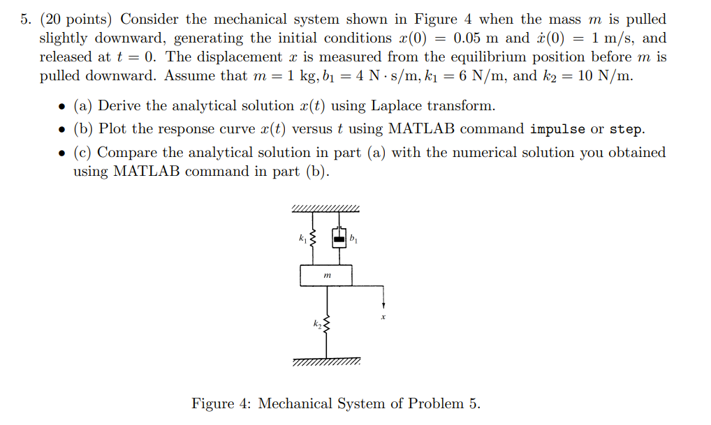 Solved (20 ﻿points) ﻿Consider the mechanical system shown in | Chegg.com