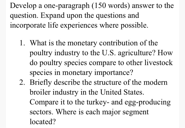 Solved Develop a one-paragraph (150 words) answer to the | Chegg.com
