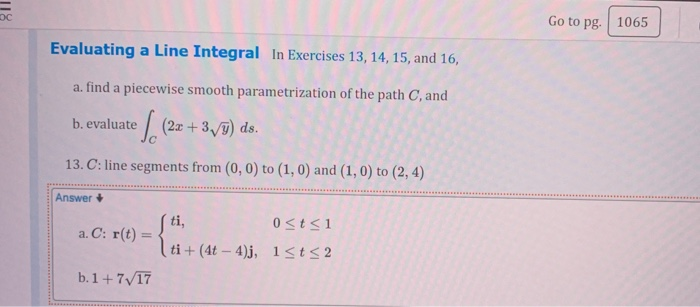 Solved DC Go to pg. 1065 Evaluating a Line Integral in | Chegg.com
