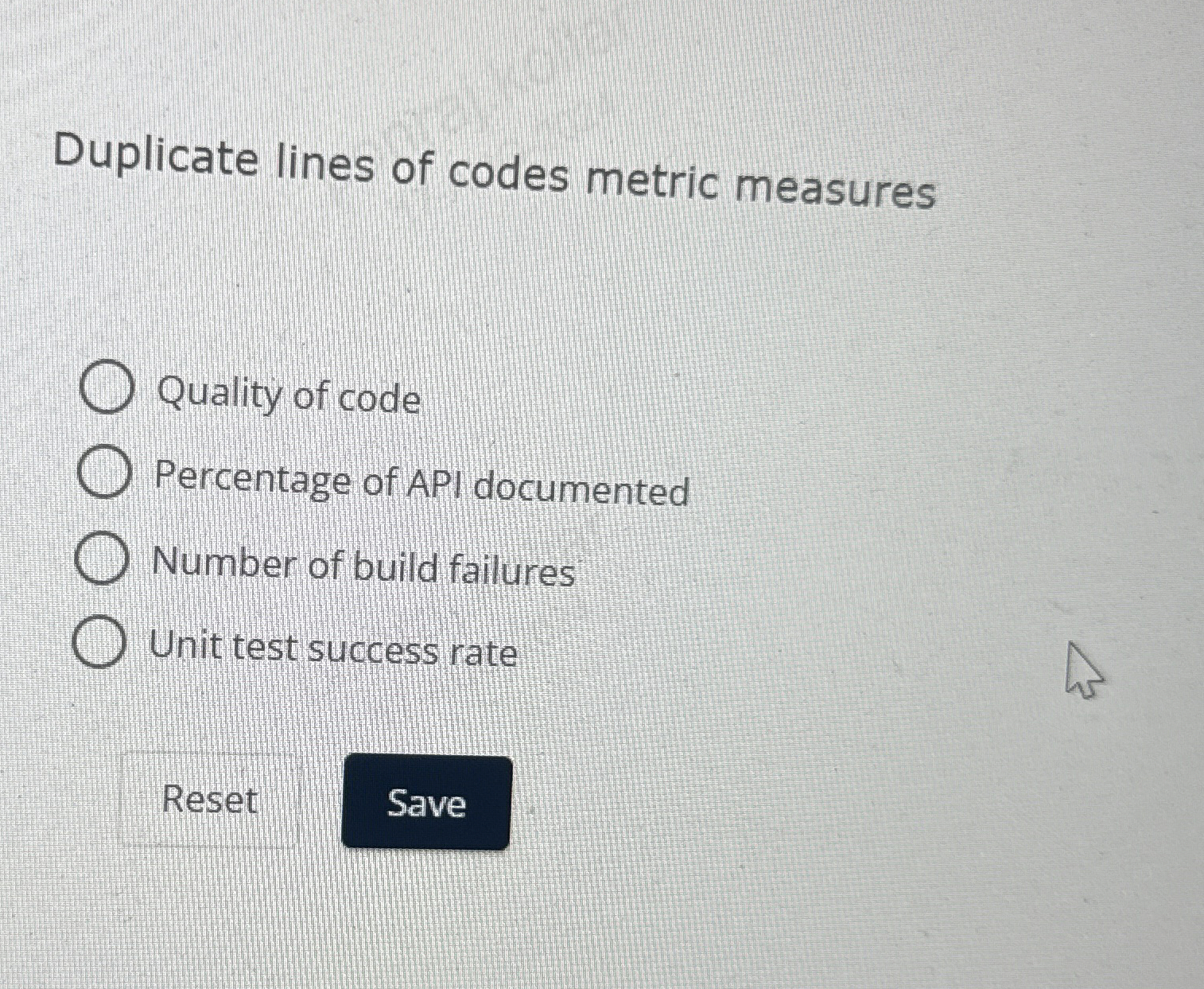 Solved Duplicate lines of codes metric measuresQuality of | Chegg.com