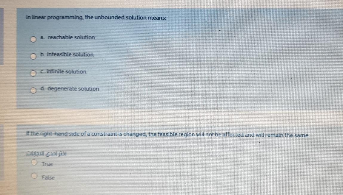 Solved in linear programming, the unbounded solution means: | Chegg.com