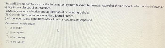 Solved The auditor's understanding of the information system | Chegg.com