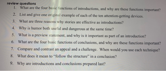 Solved review questions 1. What are the four basic functions | Chegg.com