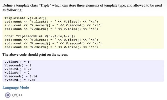 Solved (With C++ program) Define a template class 