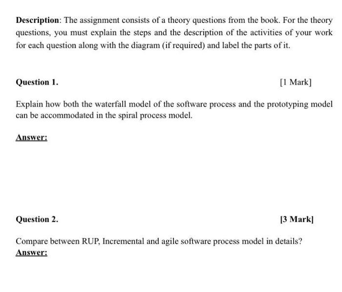Solved Description: The assignment consists of a theory | Chegg.com