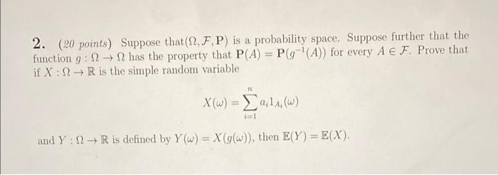 Solved 2. (20 Points) Suppose That(12, F,P) Is A Probability | Chegg.com