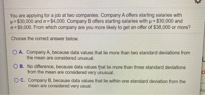 Solved You are applying for a job at two companies. Company | Chegg.com