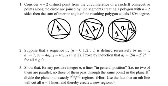 Solved 1 Consider N 2 Distinct Point From The Circumfer