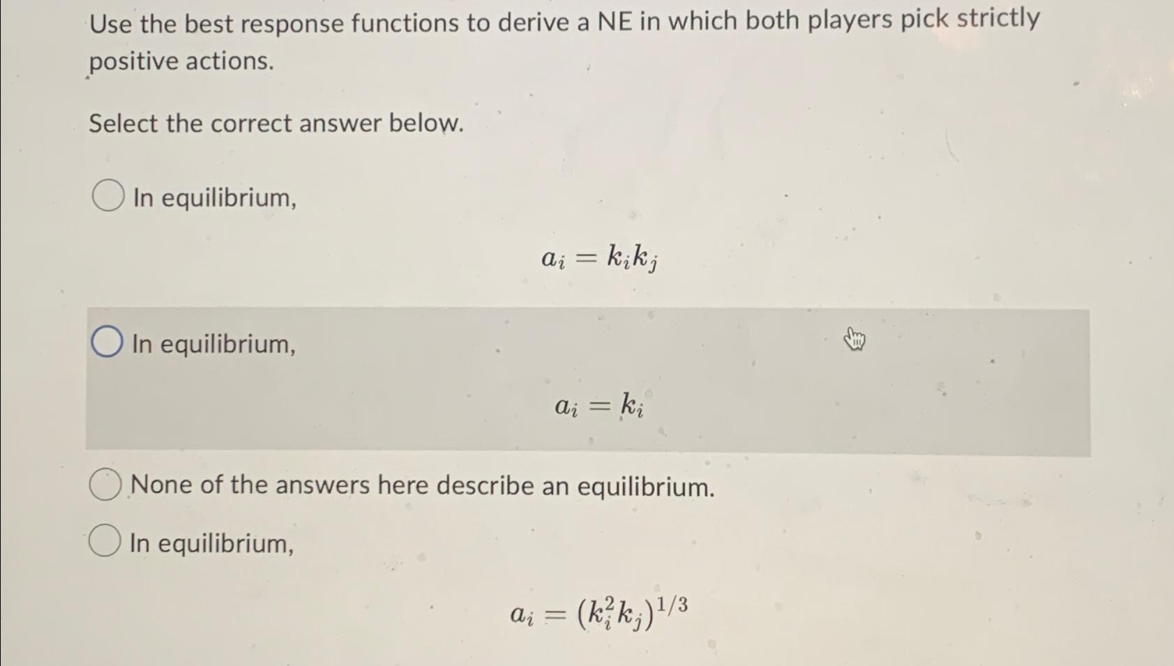 Solved Use the best response functions to derive a NE in | Chegg.com
