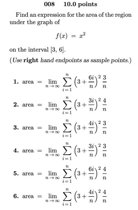 Solved 008 10.0 points Find an expression for the area of | Chegg.com