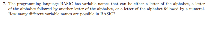 Solved 7 ï The Programming Language Basic Has Variable Names Chegg Solved 7 ï The Programming Language Basic Has Variable Names Chegg