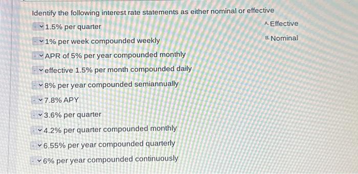 Solved Identify the following interest rate statements as | Chegg.com