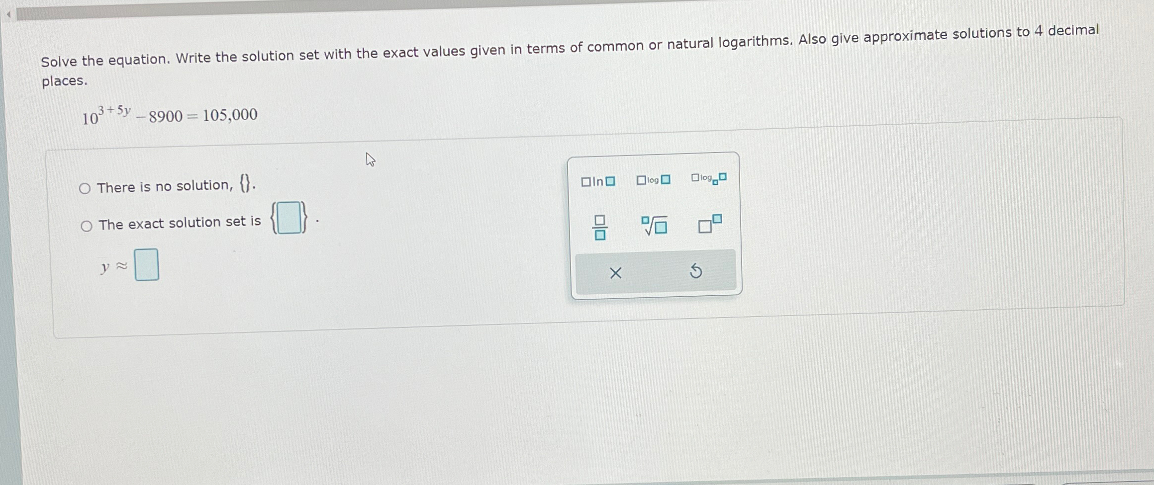 Solved Solve the equation. Write the solution set with the | Chegg.com