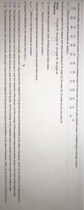 Solved The following data values represent the number of | Chegg.com