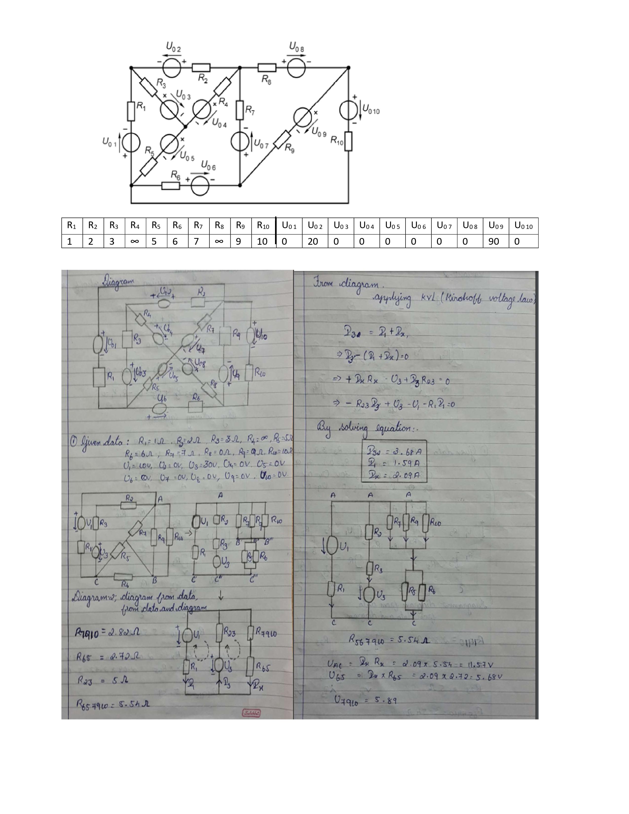 Solved solve the above circuit with the help of given | Chegg.com