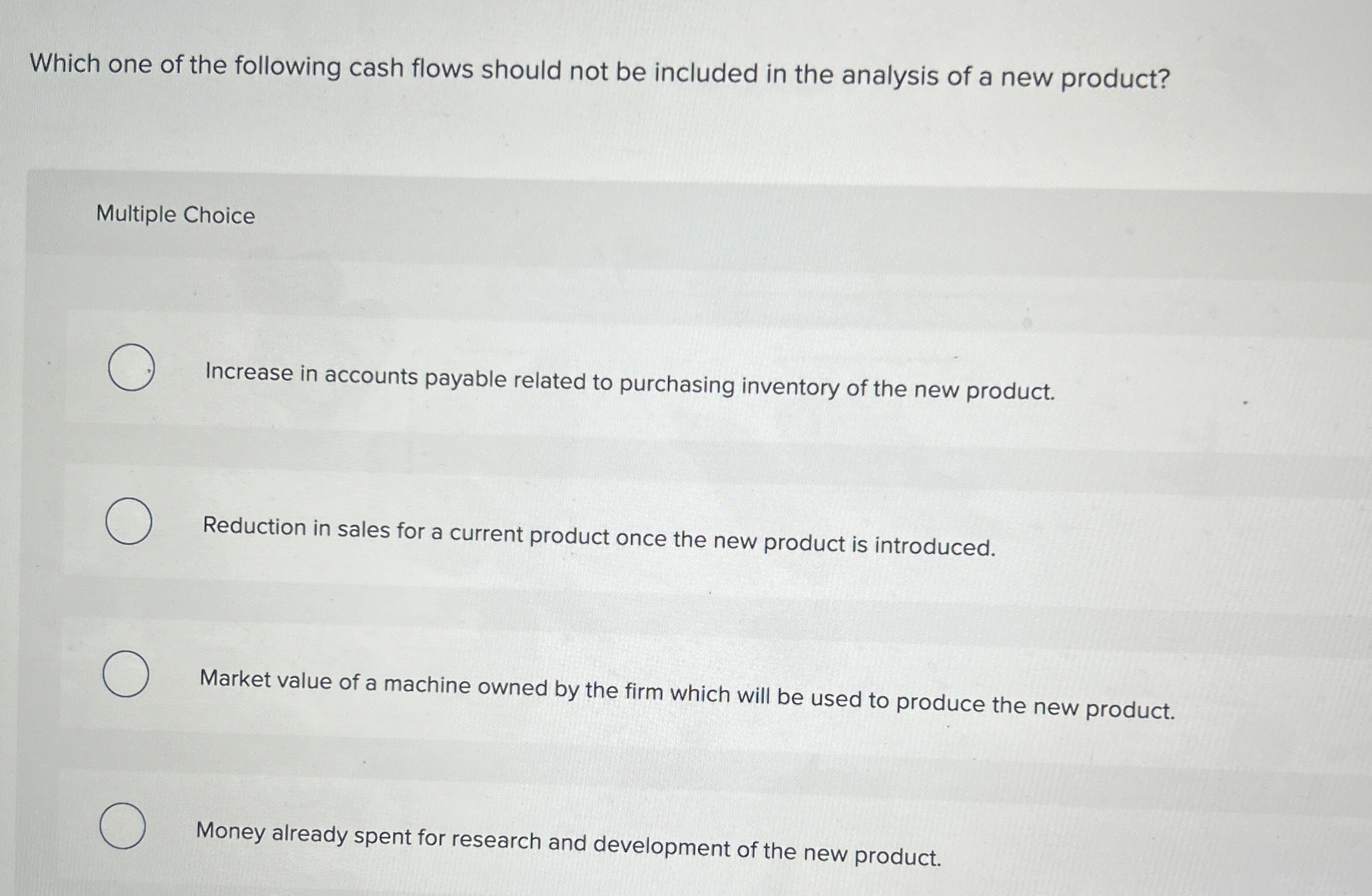 Solved Which one of the following cash flows should not be | Chegg.com