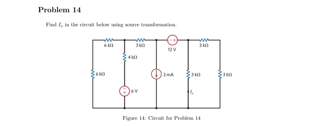 Problem 14Find Io ﻿in the circuit below using source | Chegg.com