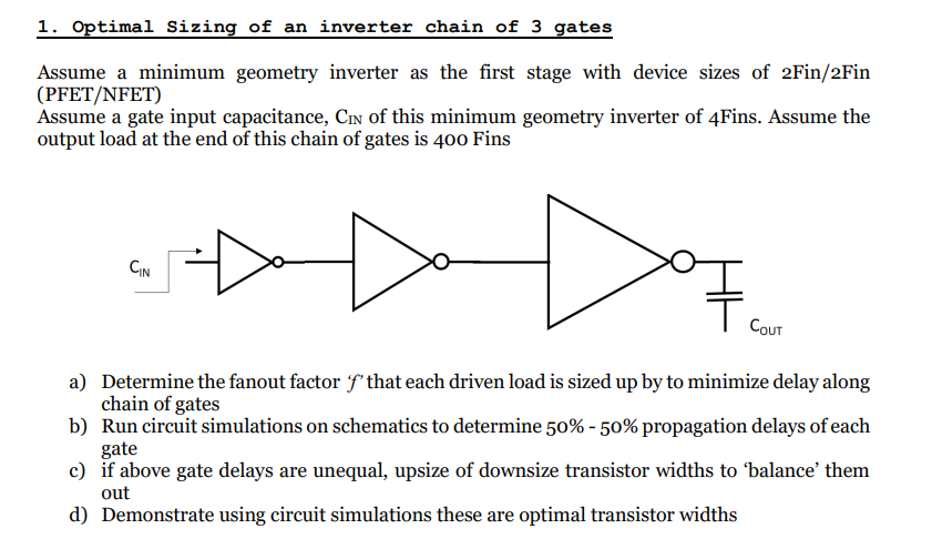 Solved Optimal Sizing of an inverter chain of 3 gatesAssume | Chegg.com