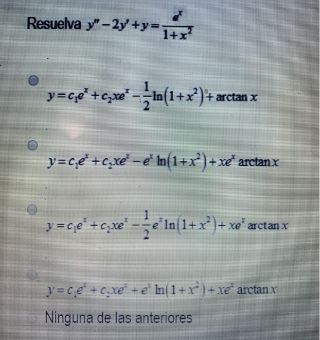 Solved Resuelva Yº 2y Z In V Ce Gzxo 1 X Arctan Chegg Com