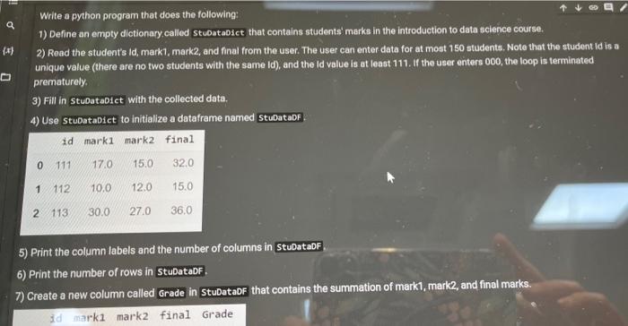 Solved Write a python program that does the following: a 1) | Chegg.com