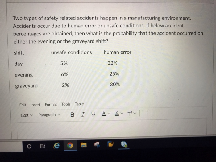 Solved Two types of safety related accidents happen in a | Chegg.com