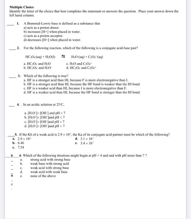 Solved Multiple Choice Identify the letter of the choice | Chegg.com