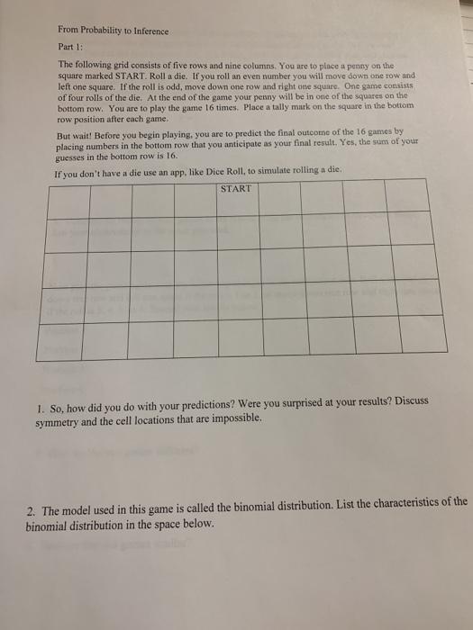 Solved From Probability to Inference Part 1 The following Chegg